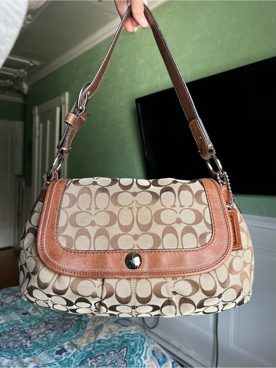 Coach Handbags - Vintage Y2K Coach Large Brown Flap Signature Shoulder Bag - F13739